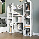 Стелаж для книг відкритий підлоговий на 11 комірок Містка книжкова полиця з ламінованого ДСП, фото 3