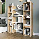 Стелаж для книг відкритий підлоговий на 11 комірок Містка книжкова полиця з ламінованого ДСП, фото 7