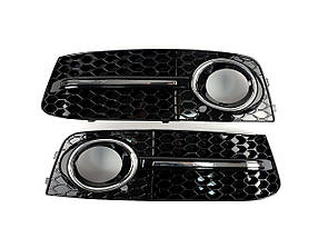 Решітки в бампер Chrome Black ( в стилі RS4 ) на Audi A4 B8 2007-2011 року
