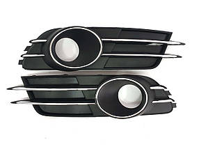 Решітки в бампер Chrome Black ( Звичайні під туманки ) на Audi A6 C7 2011-2014 року