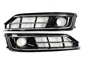 Решітки в бампер Chrome Black ( стиль W12 під дистронік ) на Audi A8 D4 2014-2017 року