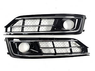 Решітки в бампер Chrome Black ( стиль W12 під дистронік ) на Audi A8 D4 2014-2017 року, фото 1