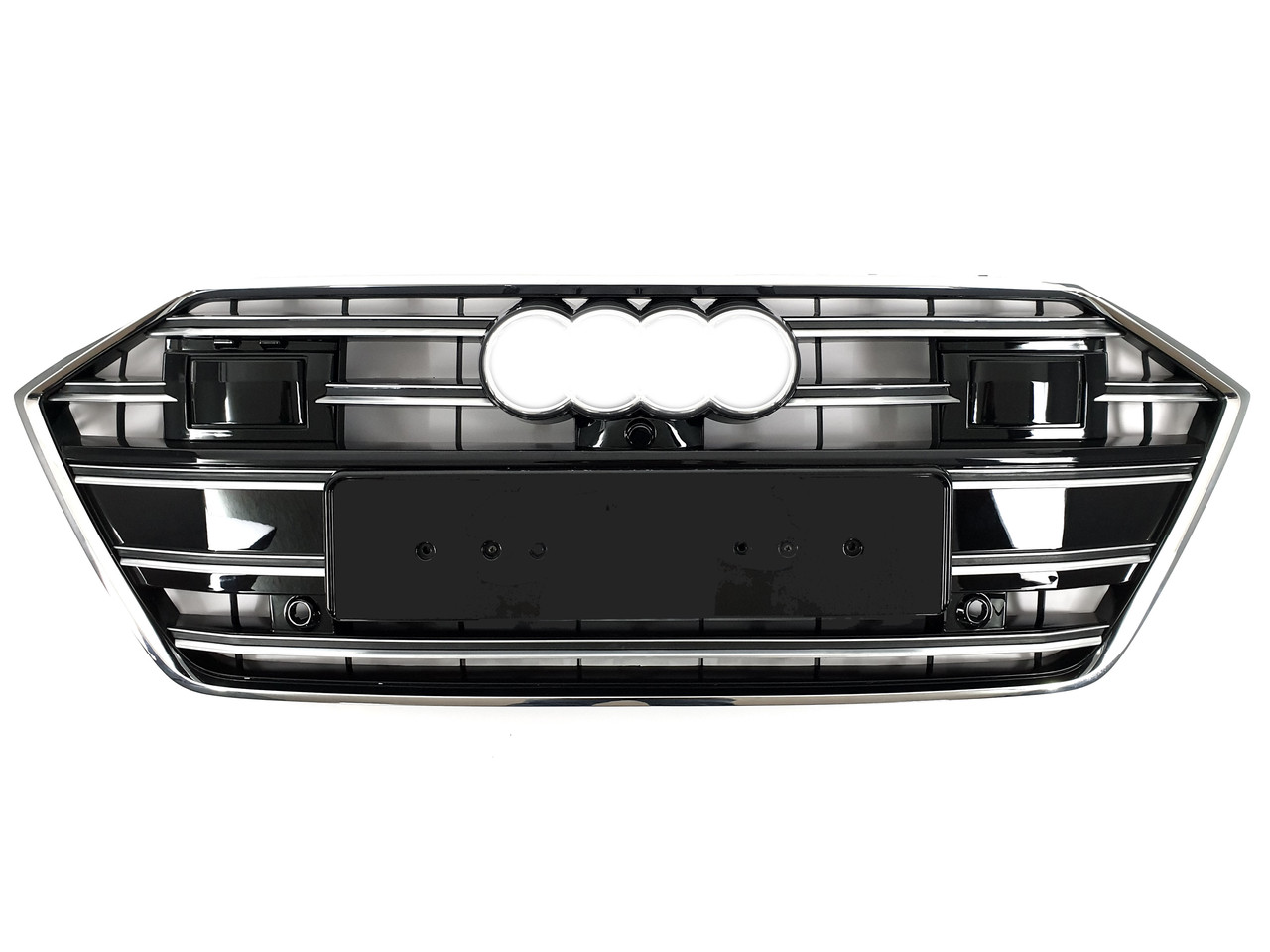 Решітка радіатора Chrome Black ( в стилі S7 під камеру та радари ) на Audi A7 4K 2017-2023 року