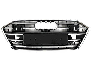 Решітка радіатора Chrome Black ( в стилі S7 під камеру та радари ) на Audi A7 4K 2017-2023 року, фото 1
