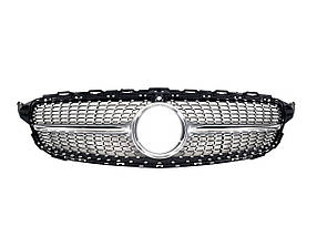 Решітка радіатора Silver ( з місцем під камеру ) Diamond на мерседес C-клас W205 2018-2021 року