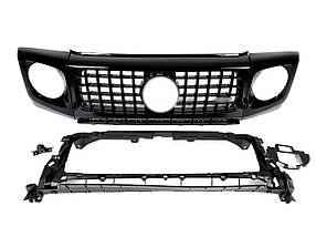Решітка радіатора Full Black + рамки на фари GT на мерседес G-клас W463 2018-2022 року