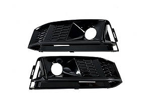 Решітки в бампер Full Black ( S4 під радари ) S-Line на Audi A4 B9 2015-2019 року