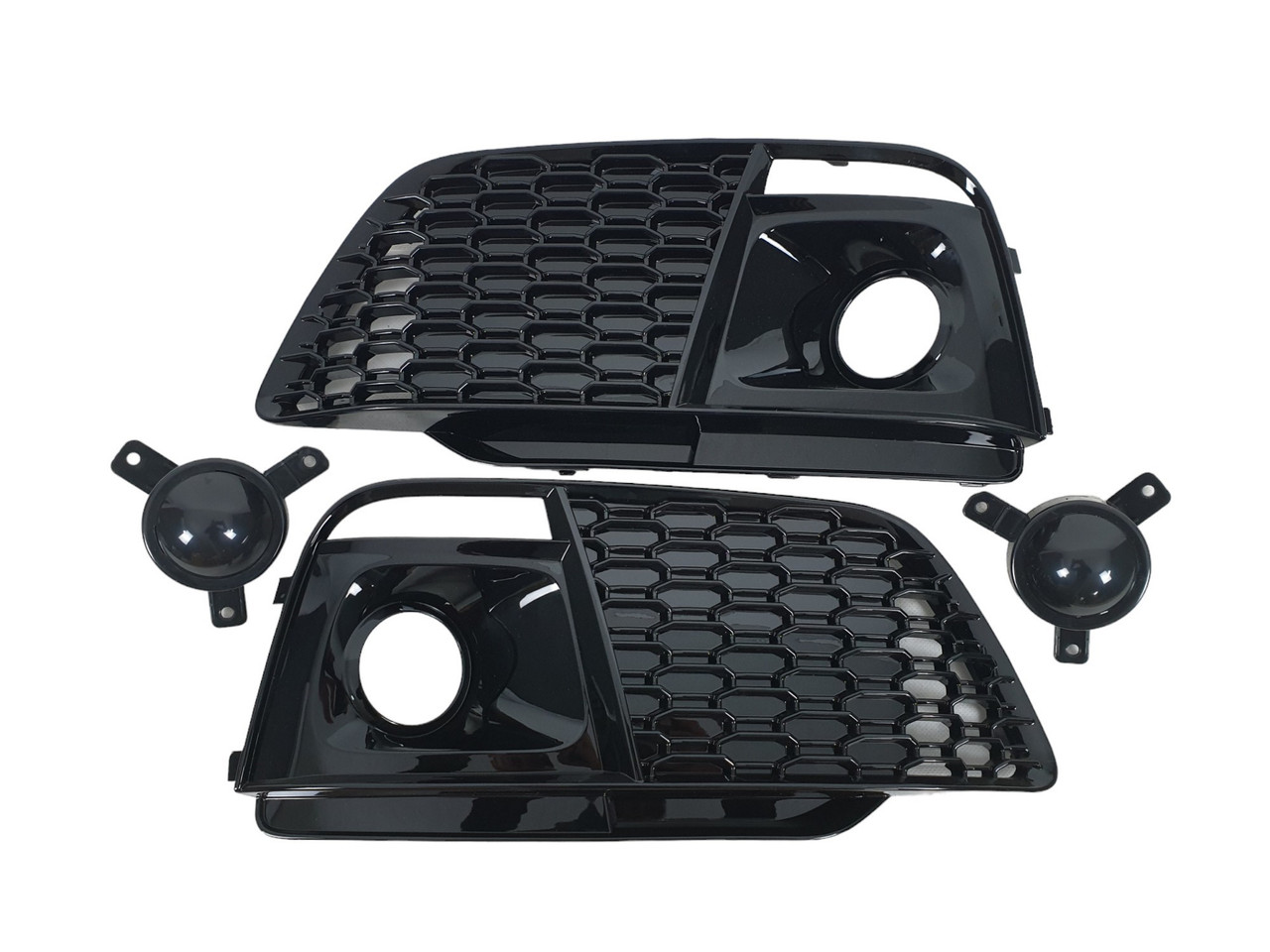 Решітки в бампер Full Black ( SQ5 під дистронік ) S-Line на Audi Q5 80A 2016-2020 року