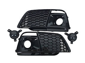 Решітки в бампер Full Black ( SQ5 під дистронік ) S-Line на Audi Q5 80A 2016-2020 року