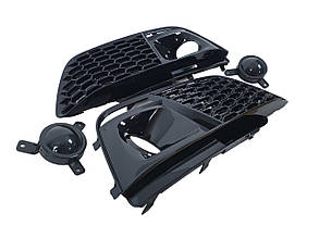 Решітки в бампер Full Black ( SQ5 під дистронік ) S-Line на Audi Q5 80A 2016-2020 року, фото 2