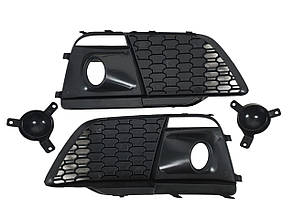 Решітки в бампер Full Black ( SQ5 під дистронік ) S-Line на Audi Q5 80A 2016-2020 року, фото 3