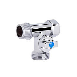 Кран шаровий SD Plus 1/2"х3/4"х1/2" ННВ з латуні з нікелевим покриттям, артикул SD00009370