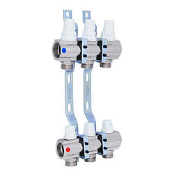 Колектор ICMA 1" 3 виходи з запірними кранами та мікрометричною регулюванням, артикул SD00005220