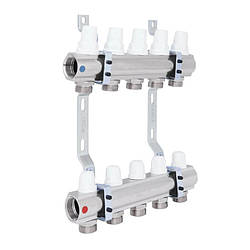 Колектор ICMA 1" 5 виходів з запірними кранами та мікрометричною регулюванням, артикул SD00005226