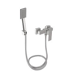 Смеситель для душа Lidz Kubis 010 з душевим гарнітуром, нікель, нержавіюча сталь, артикул SD00034632
