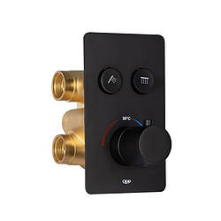 Смеситель для душа Qtap Votice термостатичний прихованого монтажу на два споживача QTVOT6442T105NKB Black, артикул SD00048320