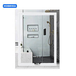 Зеркало Qtap Mideya DC-F936 500x800 з LED-підсвіткою, антизапотіванням, годинниками та диммером