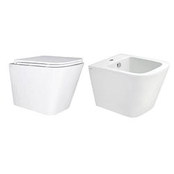 Комплект Qtap Tern 2 в 1: унітаз Ultra Quiet і біде підвісне, артикул SD00053561, кераміка, дюропласт.