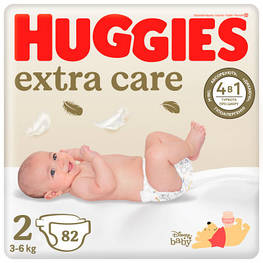 Підгузки Huggies Extra Care 2 (3-6 кг), 82 шт (5029053578088) - оригінал