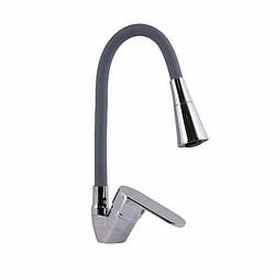Смеситель для кухні Lidz Tani 008F3 з гнучким виливом, сірий/хром, артикул SD00045611, матеріал: цинк