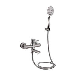 Смеситель для ванни Brinex Pure 006 з поворотним виливом і душовим гарнітуром, нікель, артикул SD00053175