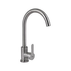 Смеситель для кухні Brinex Pure 015F U-образний Nickel, артикул SD00053179, нержавіюча сталь, стильний дизайн.