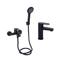 Комплект змішувачів Lidz Latwa Black: змішувач для раковини LDLAT001BLA45418 + змішувач для ванни, артикул SD00053819.