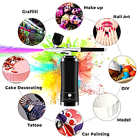 Портативний аерограф з компресором, Пульверизатор, Набір для аерографії ULV, Чорний (знижка пом'ята коробка)