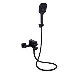 Смеситель для ванни Qtap Gemini QTGEM259BLM45682 з душовим гарнітуром, матовий чорний, артикул SD00051806