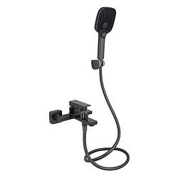 Смеситель для ванни Qtap Gemini QTGEM259GMB45684 з душовим гарнітуром, Gunmetal Black PVD, латунь