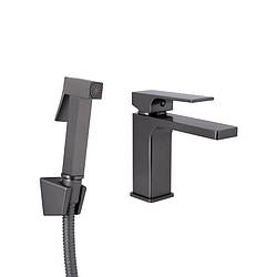 Смеситель для раковини Qtap Gemini QTGEM272GMB45692 з гігієнічним душем, Gunmetal Black PVD, артикул SD00051816