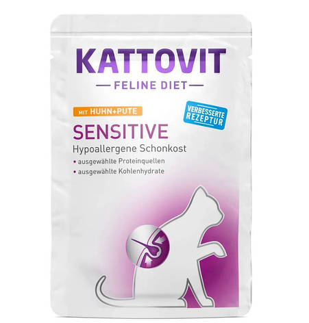 Kattovit Diet Sensitive шматочки в соусі Індичка з куркою 85 г., фото 1