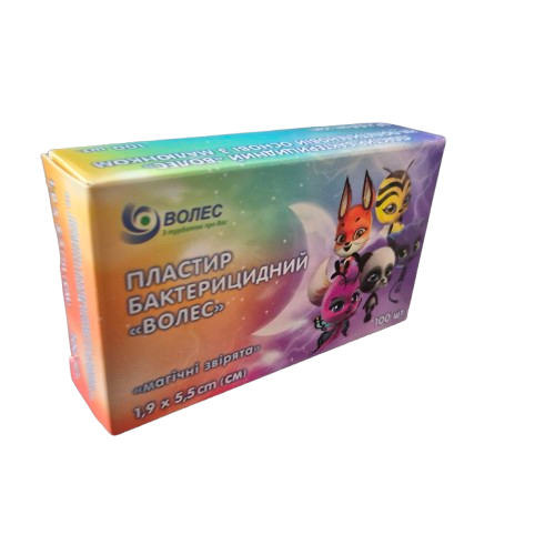 Пластир бактерицидний "ВОЛЕС" на П/Е основі з малюнком  1,9*5,5см №100