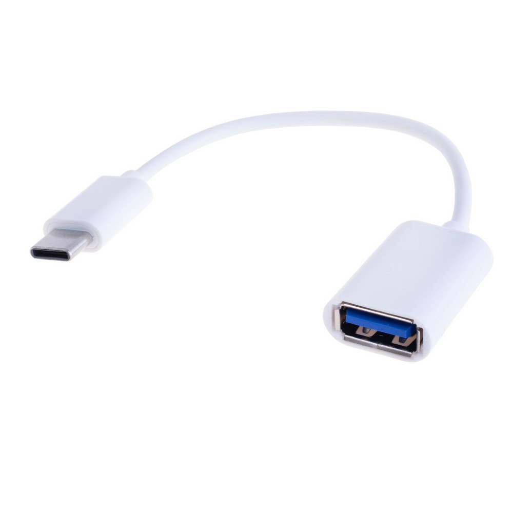 Кабель USB type-C на USB-A "мама" 15 см білий LJ