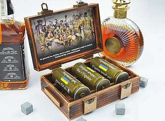 Набір патріотичних чарок для коньяку 3 шт. з патріотичними написами із збереженим оригінальним станом