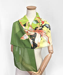 Шарф шифоновий легкий Лілія зелений