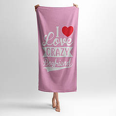 Рушник з принтом «Божевільне кохання. Crazy Love. Pink»