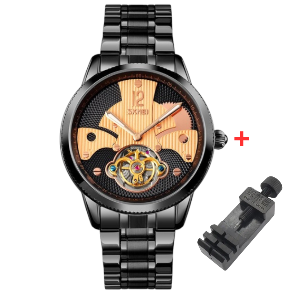 Чоловічий механічний годинник з автопідзаводом Skmei 9205BKRG Black-Rose Gold
