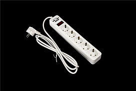 Мережевий фільтр, подовжувач з USB2 Optima Base 5 1,8m WHITE провід 3*0,75мм2  ax-1267