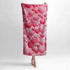 Рушник з принтом «Романтичні серця. Romantic Hearts. Pink»