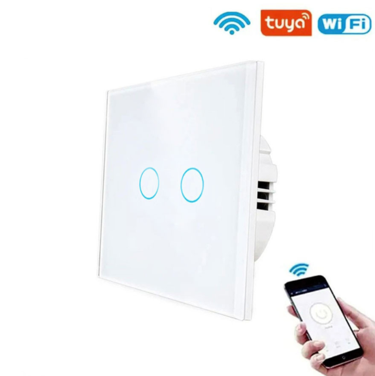 Сенсорний вимикач світла Wi Fi Switch білий подвійний
