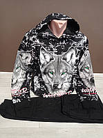 Чоловічий спортивний костюм демісезон Вовк Туреччина худі зі штанами 46-52 розміри