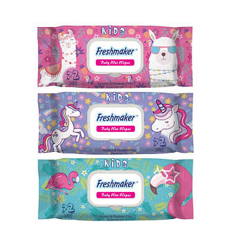 Вологі серветки для дітей Freshmaker Kids з клапаном 72 штуки