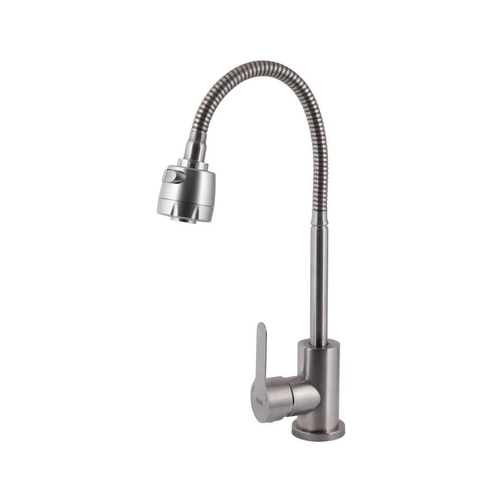 Змішувач для кухні Brinex Pure 015F41 з гнучким виливом Nickel BRIPUR015F41NKL, фото 1