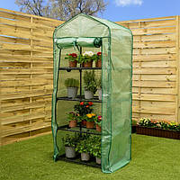 Садова міні теплиця для балкона 4 полиці - зелена  70x50x158