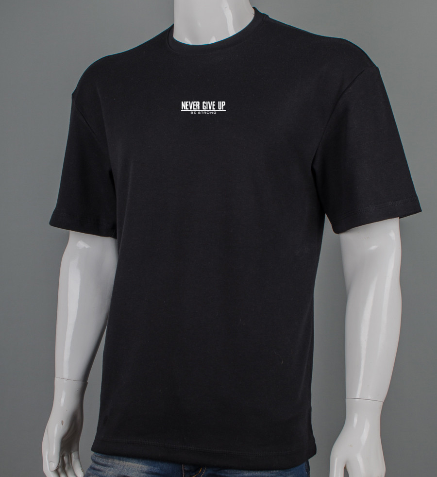Футболка оверсайз Never Give Up 3422м (Уп.4шт M-XXL), Чорний