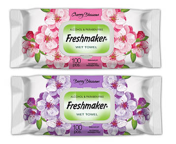 Вологі серветки універсальні Freshmaker Berry / Cherry Blossom з клапаном 100 штук