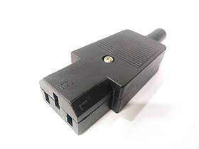 Гніздо мережеве 3pin, під шнур, корпус пластик