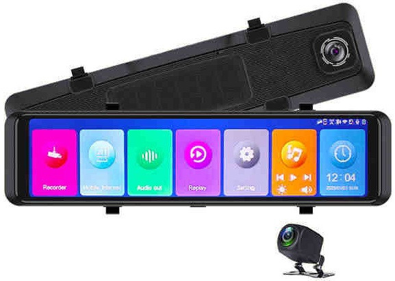 DVR C109 Відеореєстратор 10,26" сенсор, 2 камери BT+FM-transmit+AUX+Android Auto+CarPlay