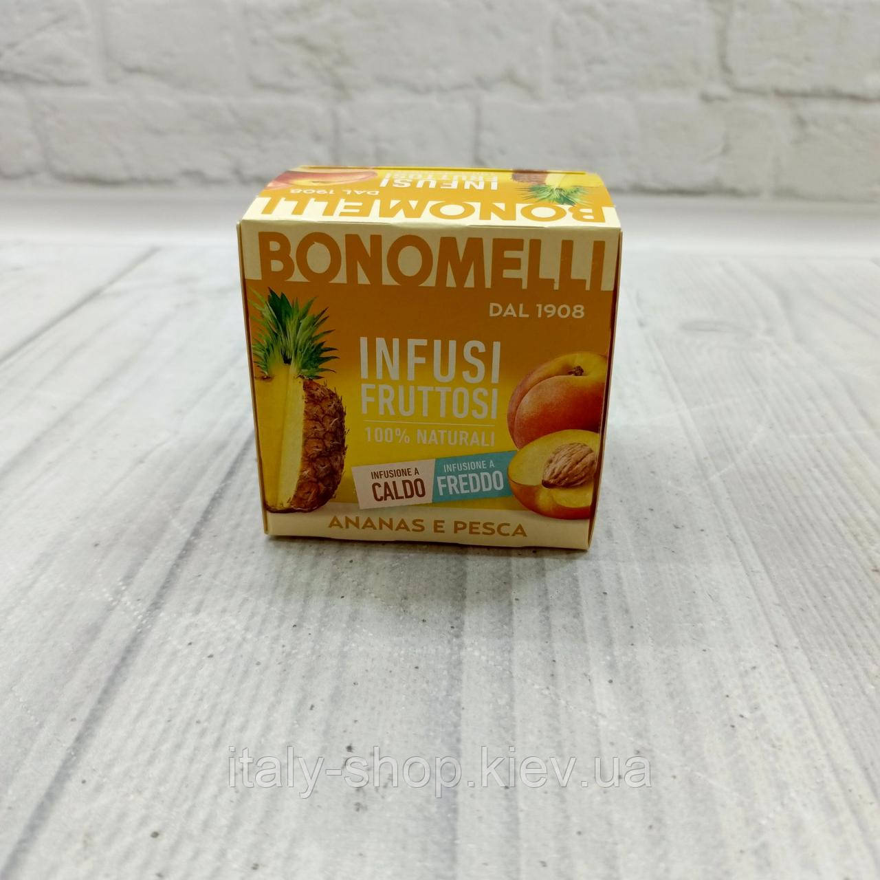 Чай-настій 100% натуральний фруктовий Bonomelli зананасом та персиком 12 пакетиків, Італія
